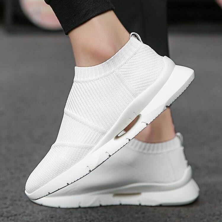 Breathable Mesh Flat Type Sneakers Men Slip on Soft Casual Running Shoes Knit Flats Sock Shoes