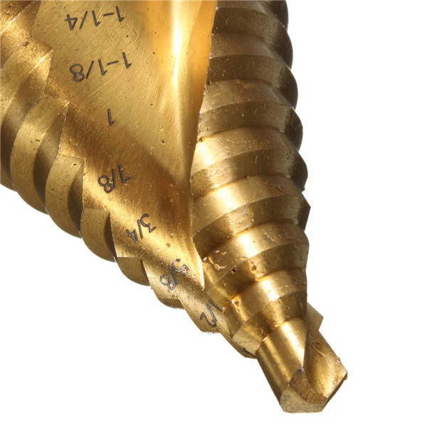 1/4 Inch to 1-3/8 Titanium Coated Step Drill Bit 9mm Round Shank