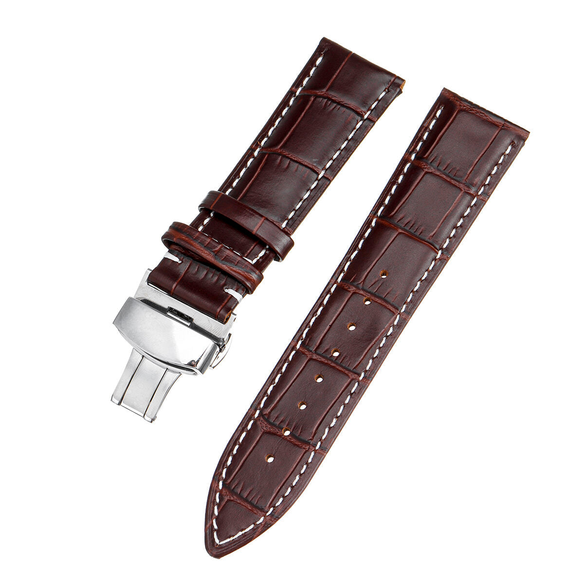 22mm Genuine Leather Watch Band Strap Kit Butterfly Deployment Clasp