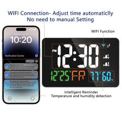 Smart LED WiFi Alarm Clock with Remote, Calendar, Temperature & Humidity Display - Compatible with Smart Life App for Home & Office