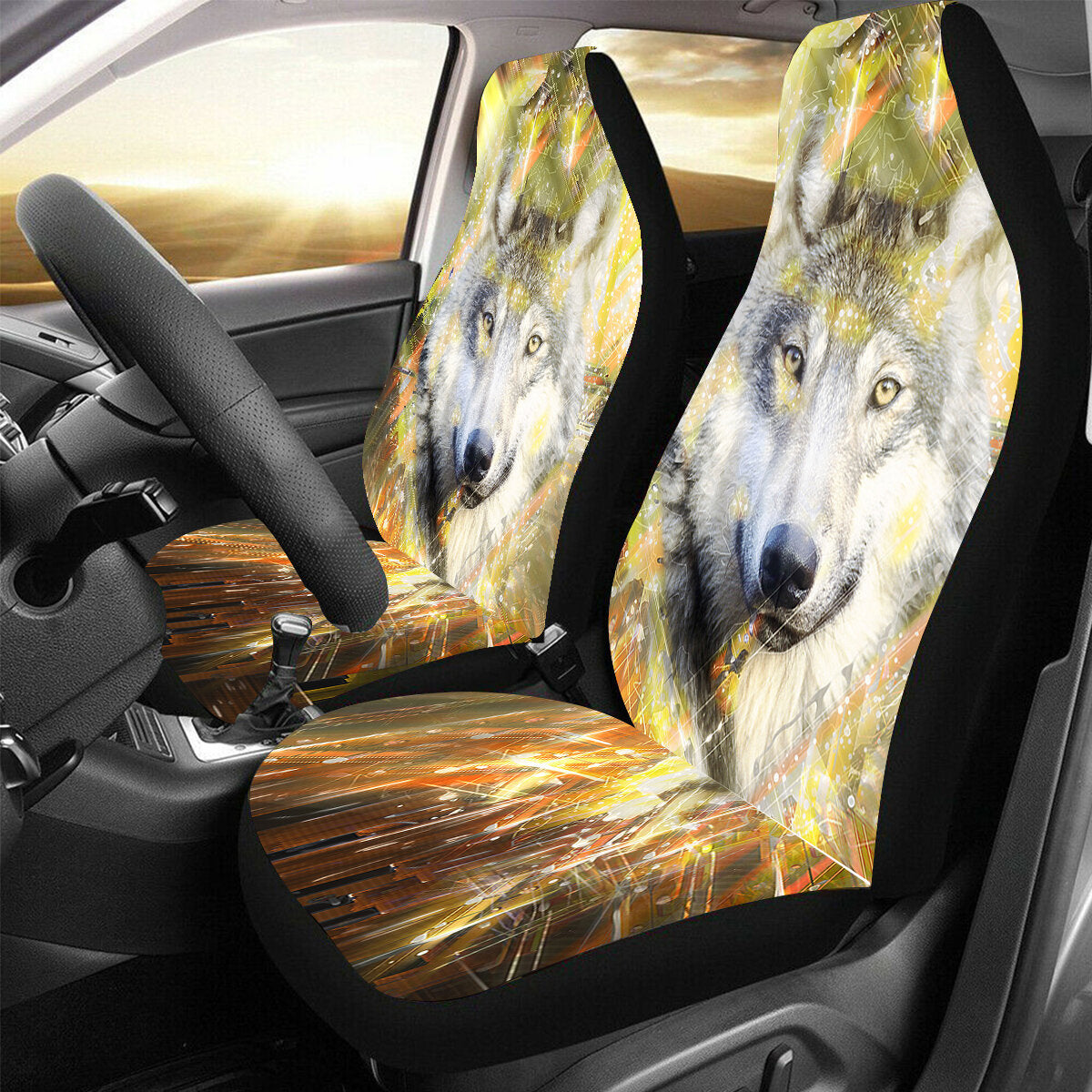 1/2/5 Seat Universal Car Seat Covers Styling Interior Accessories Automobile Seat Wolf Style Protect Cover