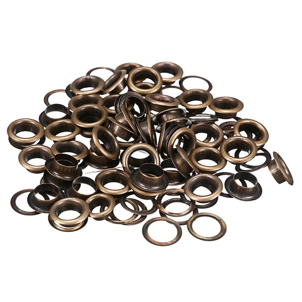 100pcs 6mm Brass Eyelets Silver Bronze Punch Tool Kit Leather Craft Clothes DIY Tools Kit