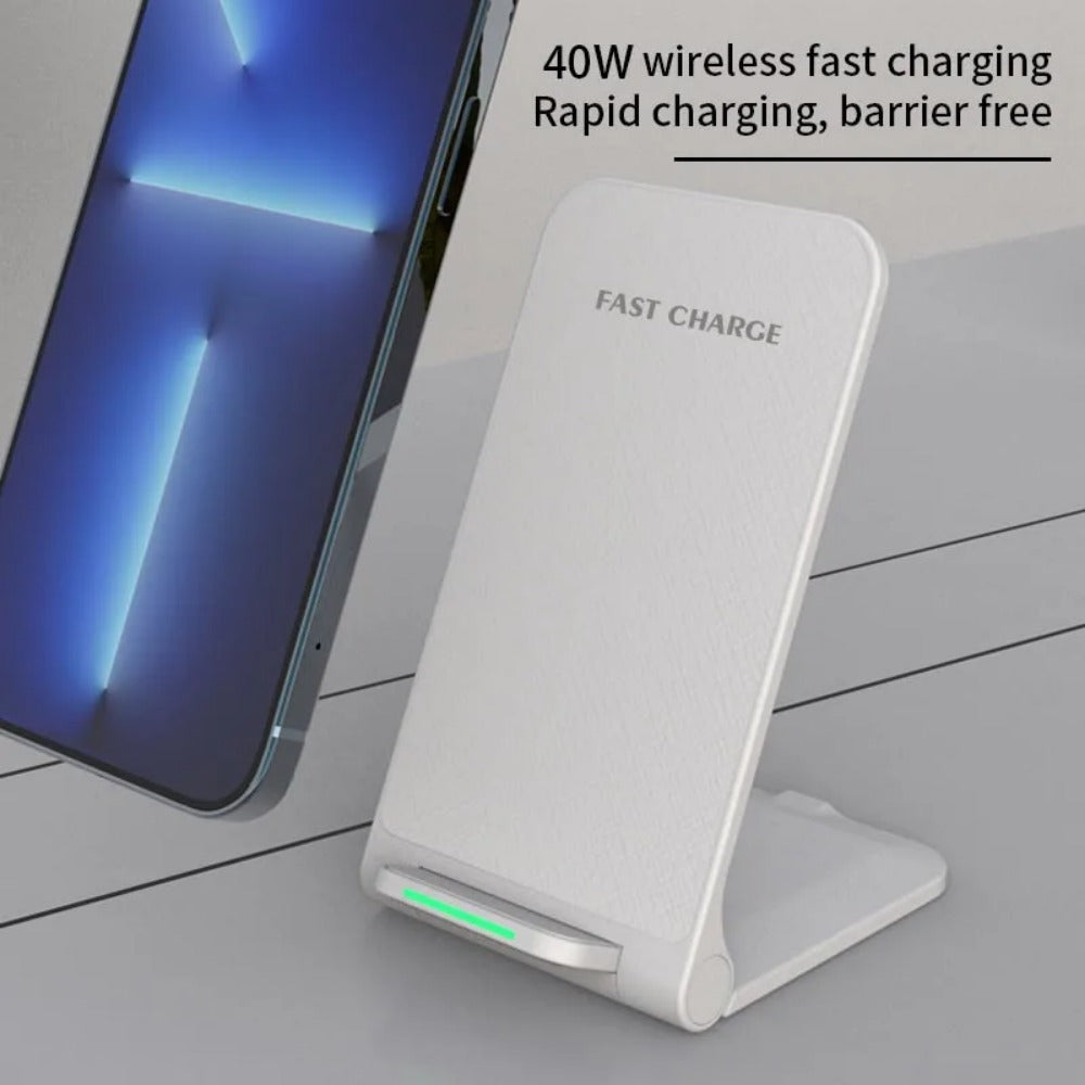 100W QI Wireless Charger Stand, Foldable for iPhone 12-15 Pro, Samsung S22-S9, Xiaomi, Hui