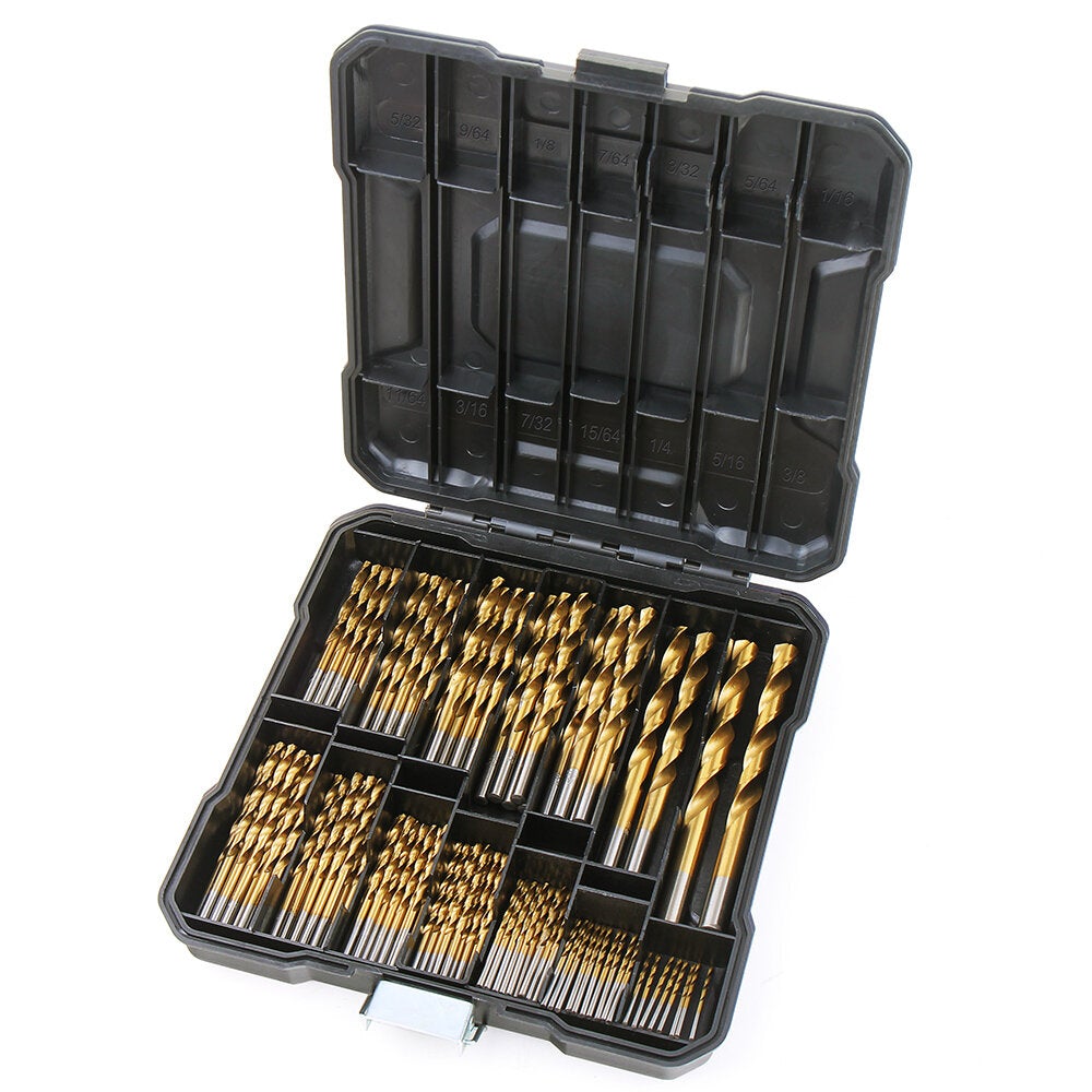 100/130pcs HSS Twist Drill Bit Set Titanium-Coated Bits Woodworking Masonry for Wood Steel