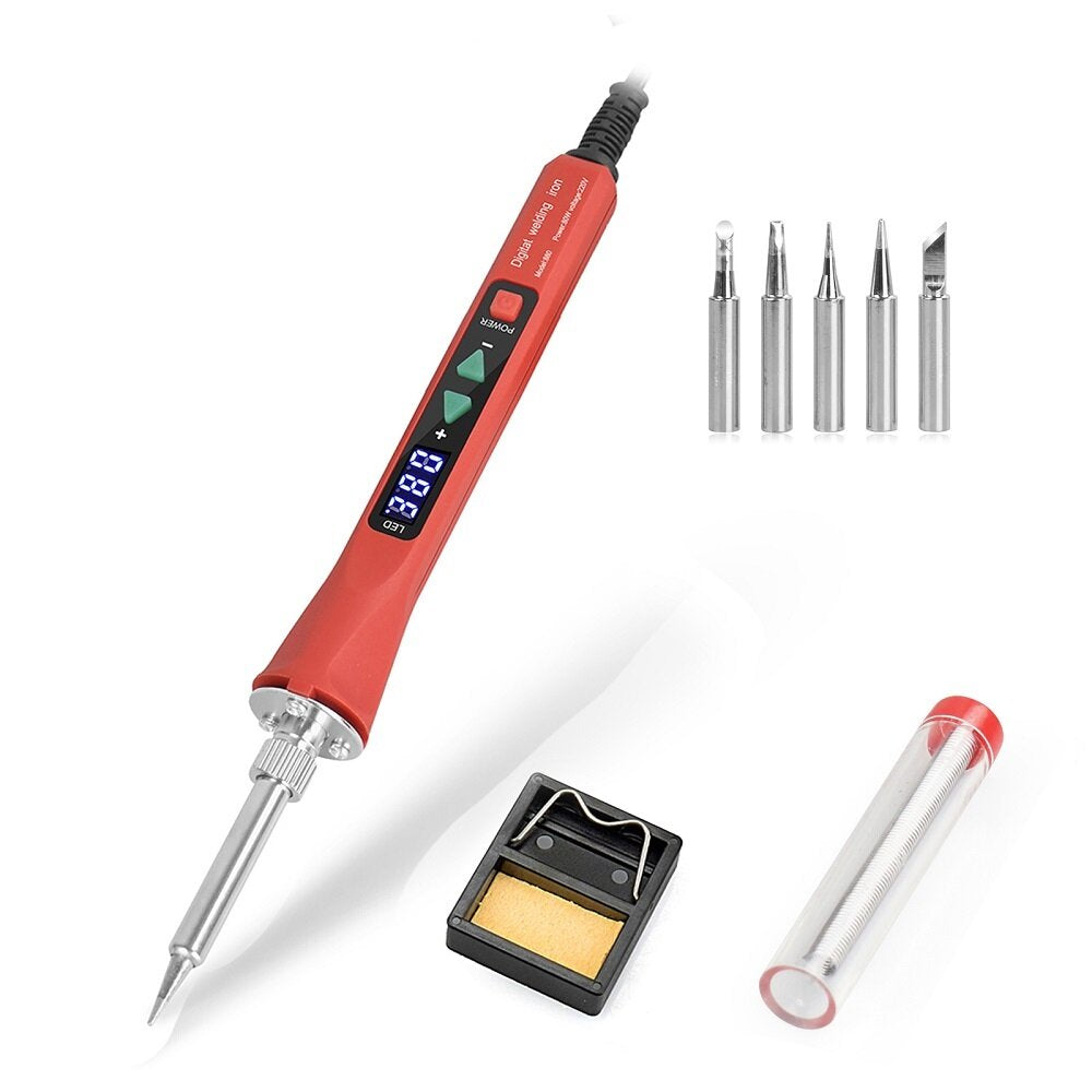 110V/220V 80W LED Digital Electric Soldering Iron with 5PC Welding Tips Soldering Tool Temperature Regulating Welding Iron