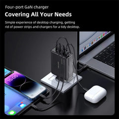 100W GaN 4-Port USB PD Charger, Fast Charging Adapter for iPhone, Samsung, Hui