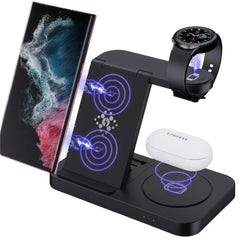 4-in-1 Wireless Charger Stand for iPhone, Samsung, Galaxy Watch - Fast Charging Dock