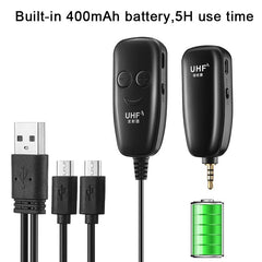 UHF Wireless Lavalier Microphone with Lapel Mic Transmitter & Receiver for Computer Speaker Phone DSLR Camera