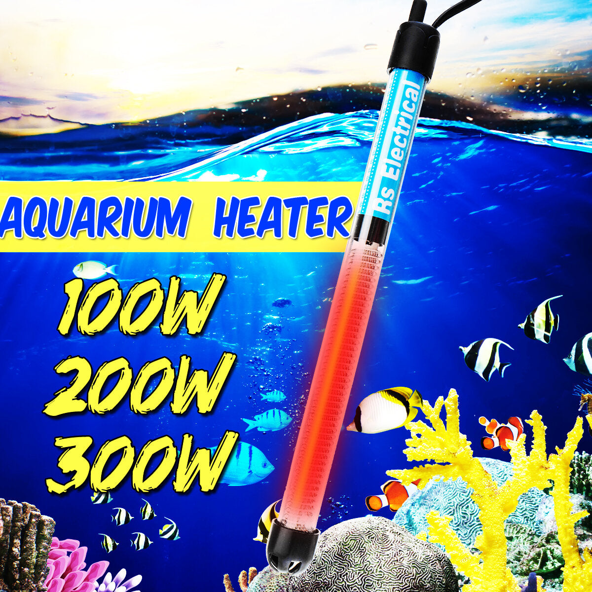 100W 200W 300W Aquarium Water Heater Heating Submersible Tank Thermostat