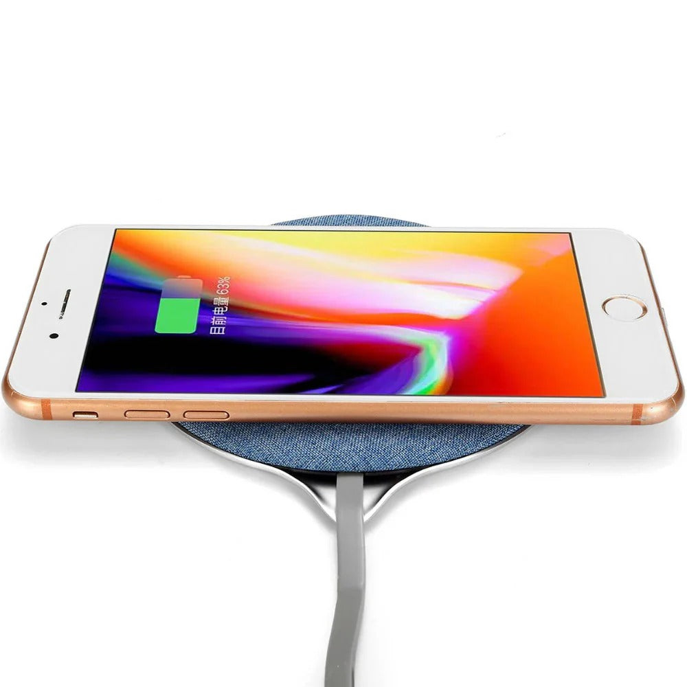 Fast Qi Wireless Charger Pad - Metal Cloth Mat for iPhone & Samsung 9V 7.5W