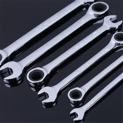 8-32mm Steel Silver Metric Spanner Open End Wrench Ratchet Ring Mechanic Tool