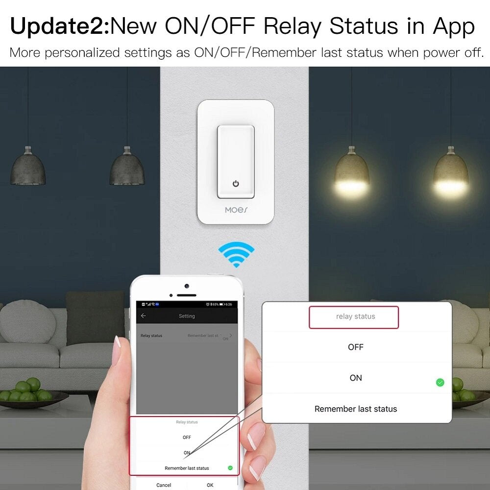 WiFi Smart Light Switch Control by Smart Life/Tuya APP Works with Alexa Google Home for Voice Control