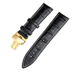 22mm Genuine Leather Watch Band Strap Kit Butterfly Deployment Clasp