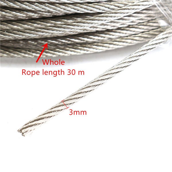 304 Stainless Steel 3mm Diameter Cable Wire Clothes Cable Line Wire Rope Length 30M