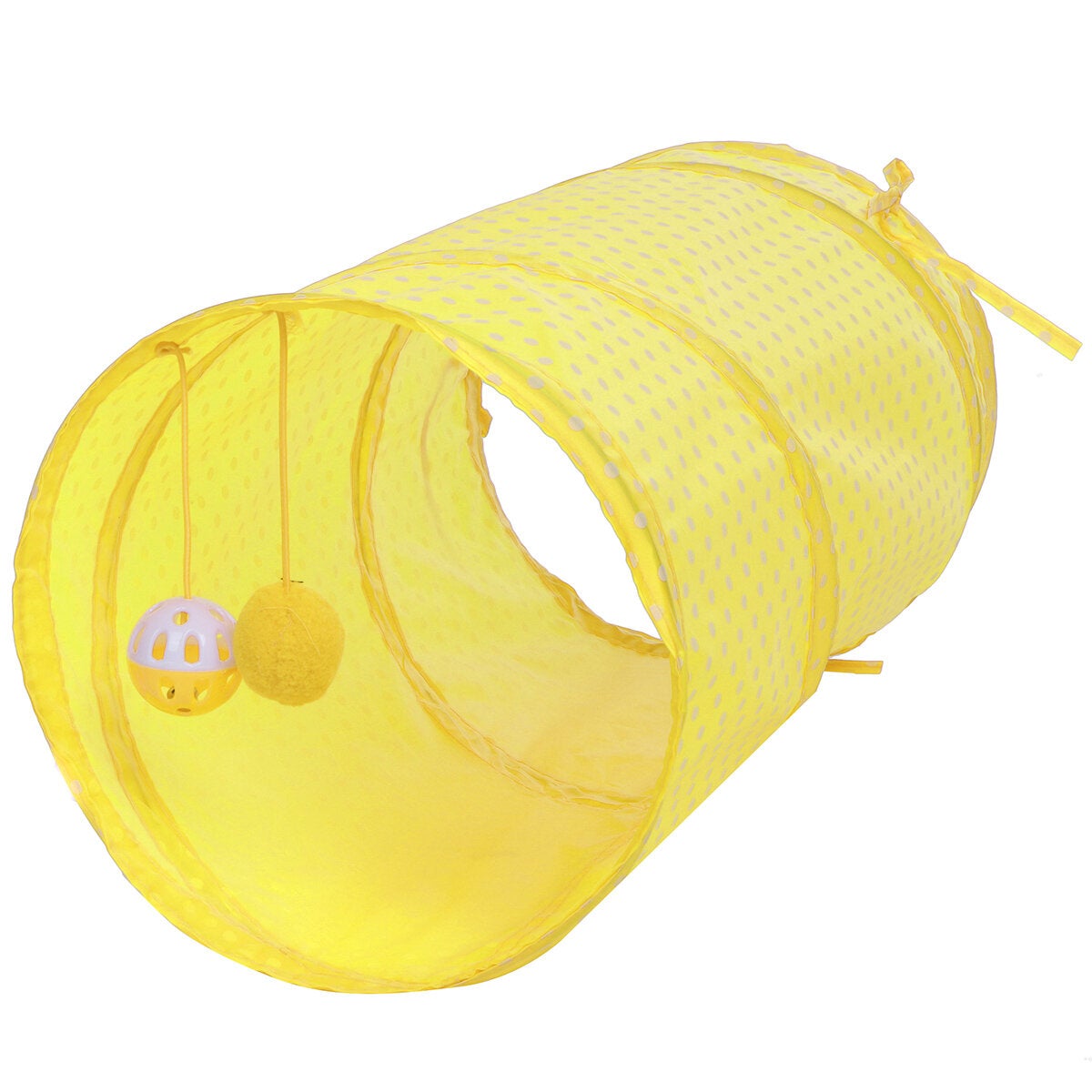 Collapsible Training Pet Cat Tunnel Toy with Bell And Plush Ball 2 Ways Tube