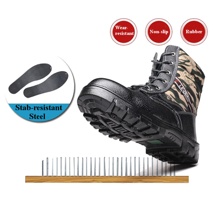 Winter Men Camouflage Steel toe Fur Lined work Ankle boots Labor Safety Shoes Work Shoes Waterproof