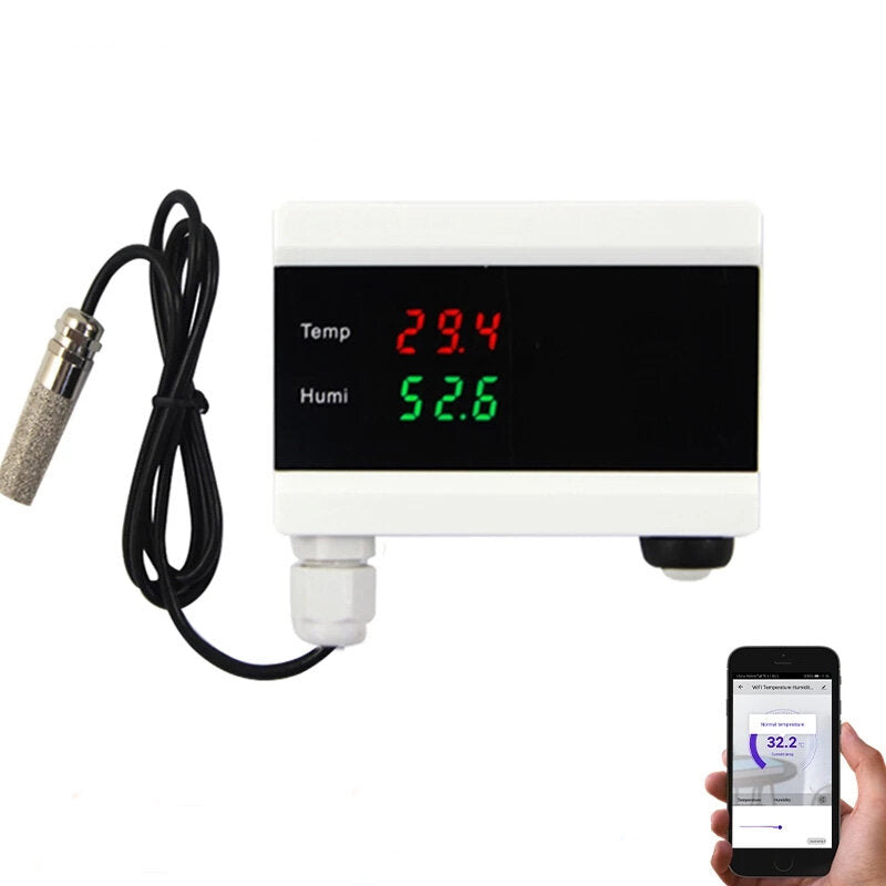 WIFI Smart Temperature Humidity Alarm Sensor Thermometer Hygrometer Detector Home Digital Display Android App Alert