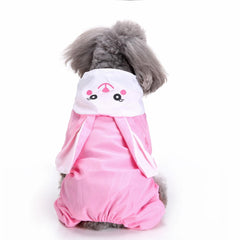 Waterproof Dog Raincoat Cute Rabbit Cartoon Pattern Outdoor Hooded Rain Coat