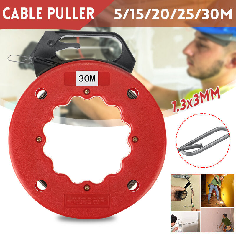 5/15/20/25/30M Electrician Fish Tape Cable Wire Access Puller Conduit Drywall Threader