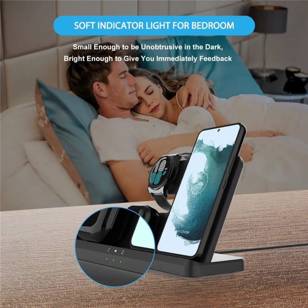 3-in-1 Wireless Charger Stand for Samsung Galaxy S23/S22/S21/S20/Note/Watch/Buds 15W Fast Charging Dock