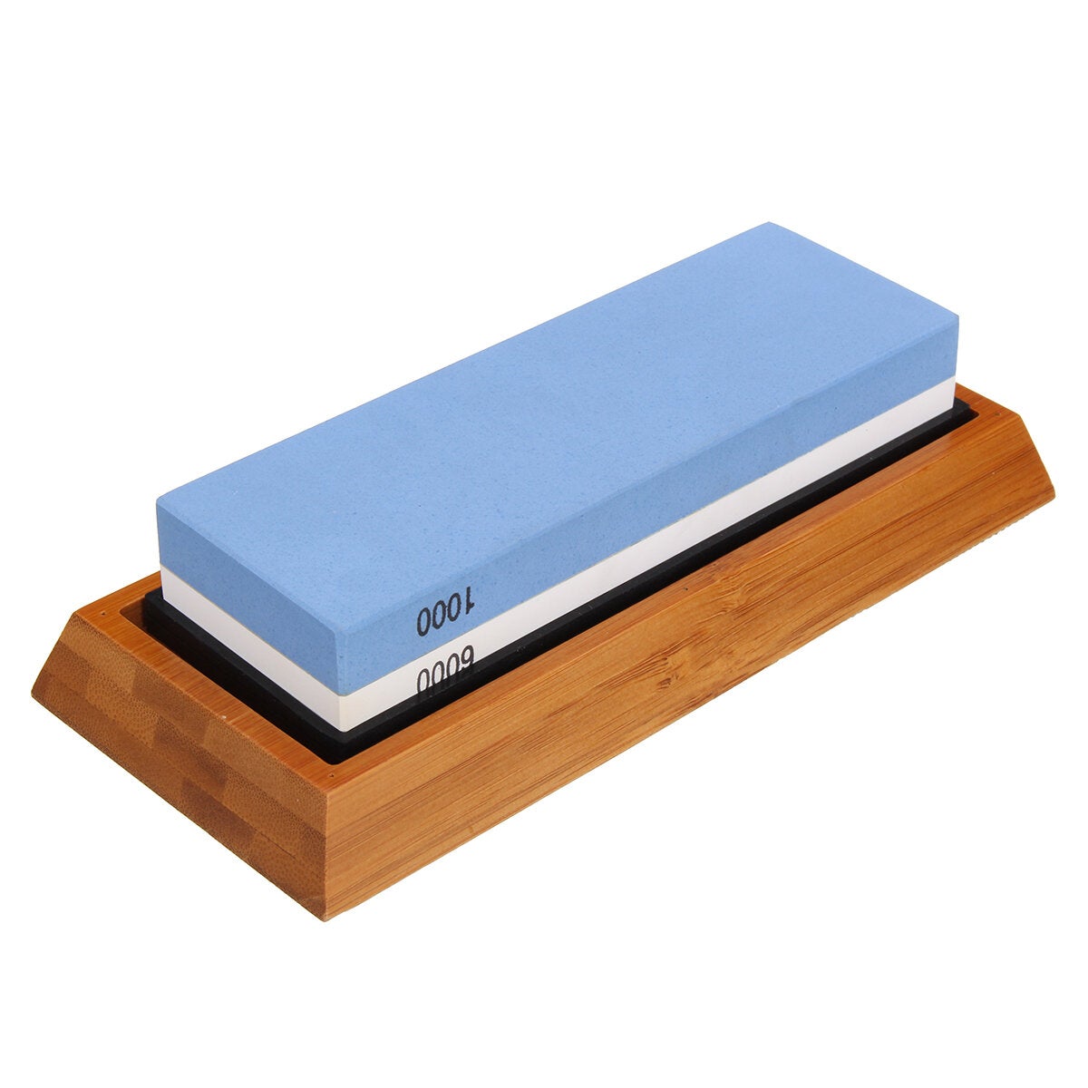 1000/6000 2 Side Grit Sharper Pebble Premium Whetstone Knife Sharpening Stone And NonSlip Bamboo Base Set