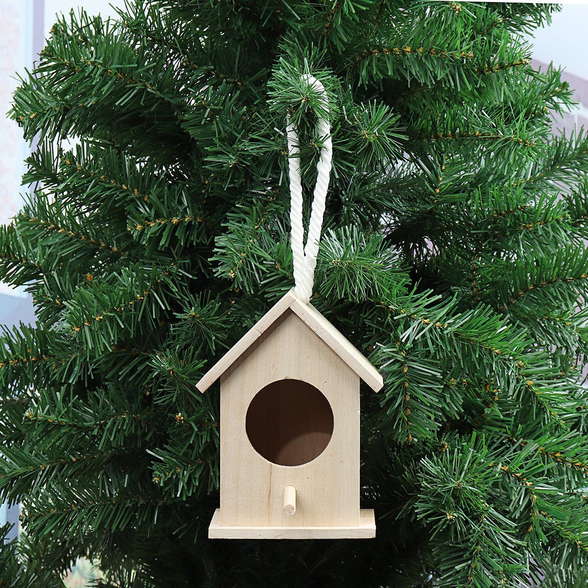 Wooden Bird House Feeder Wild Birds Nest Home Garden Nesting With Bird Net