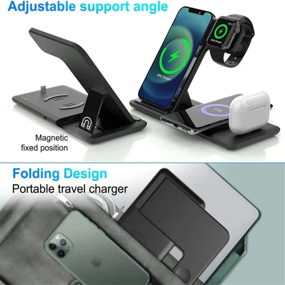 Fast Wireless Charger Dock for iPhone 15, Samsung, Hui, Earbuds, Smart Watch