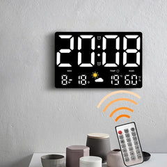 Large Digital LED Wall Clock: Remote, Auto Brightness, Temp/Humidity, Date, Week, 12/24H - Home, Office, Classroom