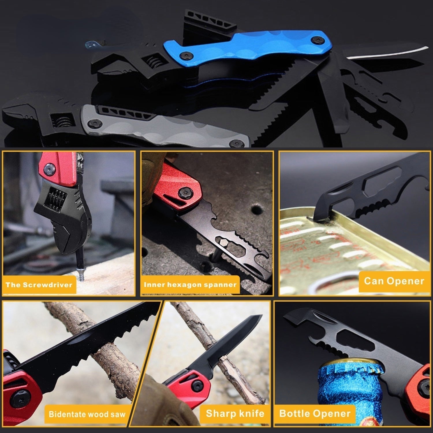 Multi Outdoor Camping Tools Adjustable Wrench/Car Multi-function Lifesaving Hammer Mini Pockets Multi-functional Tool
