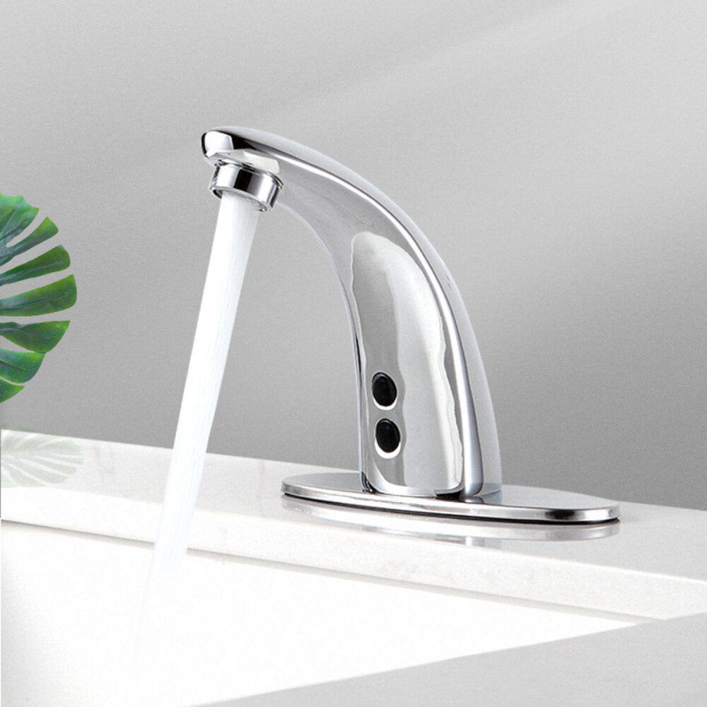 Automatic Touchless Sensor Faucet Bathroom Sink Smart Hands Free Water Tap Hot and Cold Mixer Control Chrome Finish
