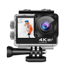 Zoom 30M Waterproof 170 Lens 4K Action Camera with 2.0 inch Touch Screen Dual Screen Sport Cameras Support WIFI Remote Control EIS Anti-shake for Video Recording Vlog