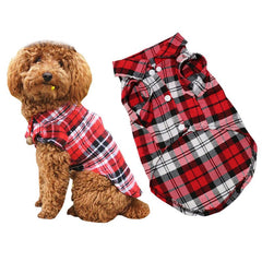 Pet Dog Clothes Soft Puppy Spring Summer Plaid Shirt Outfits Pet Clothing Pet T-shirt