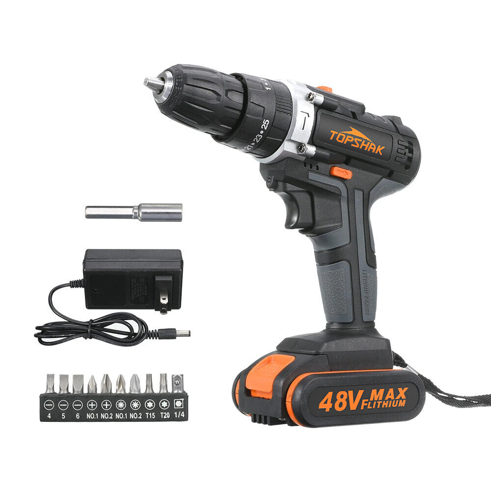 Cordless Electric Impact Drill Rechargeable 2 Speeds Drill Screwdriver