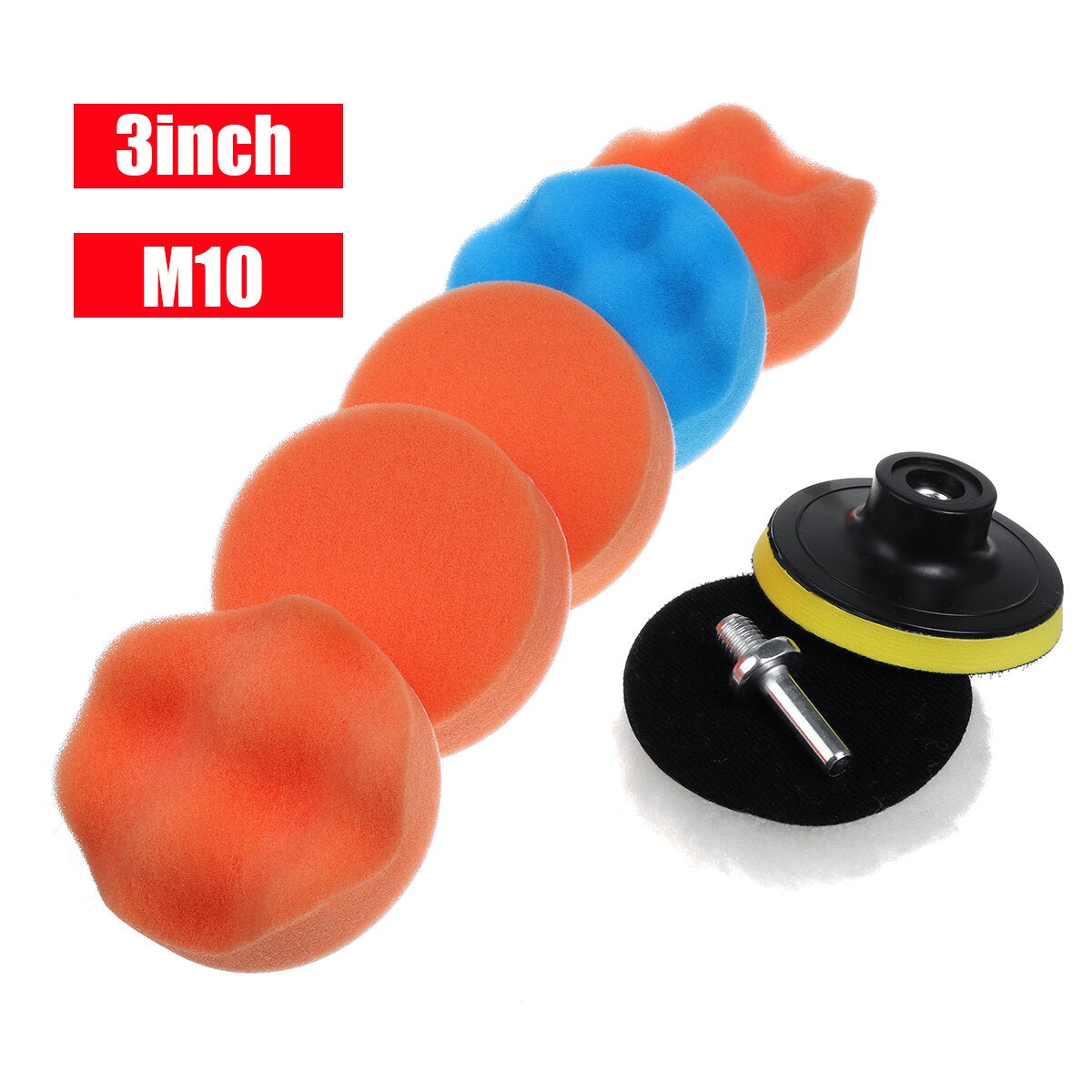 8pcs 3/4/5/6/7 Inch Car Polishing Buffing Pad with Drill Adapter Hand Buffer Set