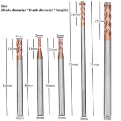 1-5mm AlTiN Tungsten Carbide 4 Flute End Milling Cutter CNC Tool