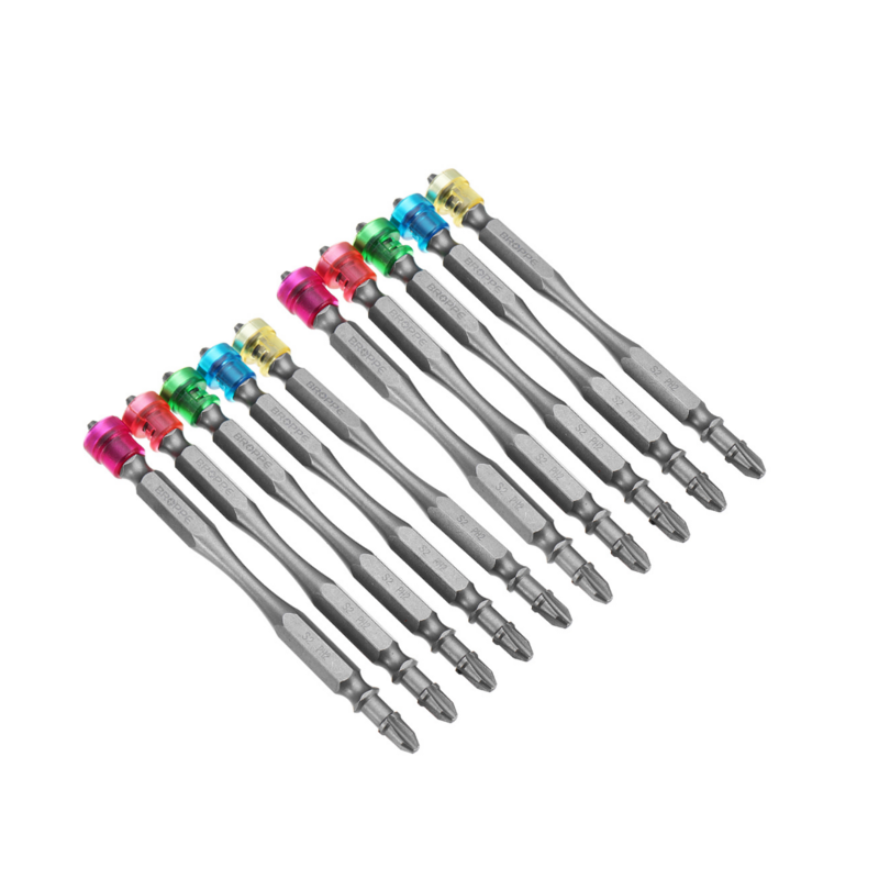 10pcs 100mm Magnetic PH2 Screwdriver Bit ABS Ring 1/4 Inch Hex Shank Drywall Screwdriver
