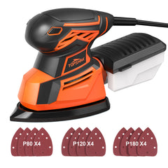 220V 130W Corded Electric Mouse Detail Sander Small Sander with 12Pcs Sandpapers Dust Collection Box Multi-Function Hand Sander for Woodworking EU Plug