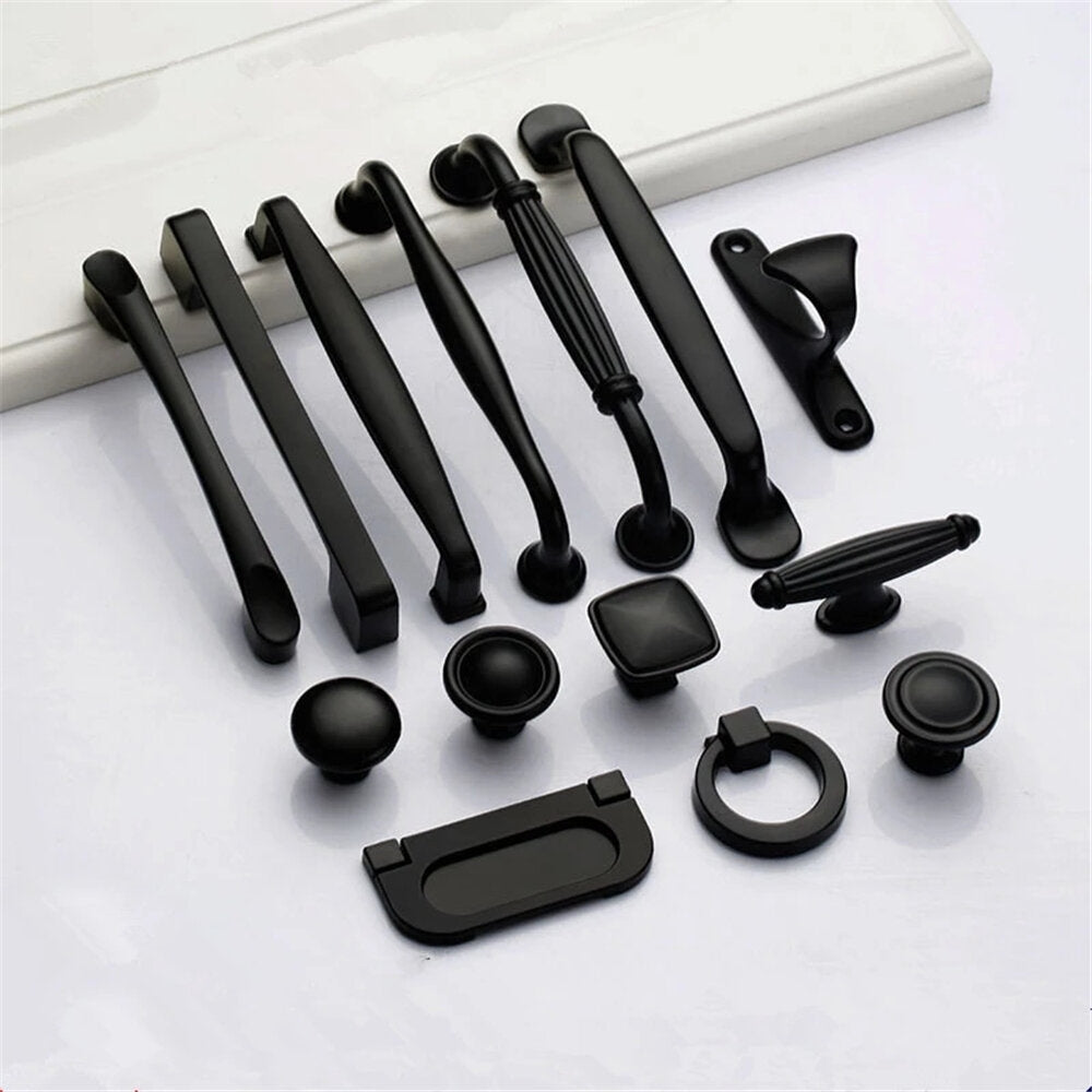 Aluminum Alloy Black Handles For Furniture Cabinet Knobs And Handles Kitchen Handles Drawer Knobs Cabinet Pulls Cupboard Handles Knobs