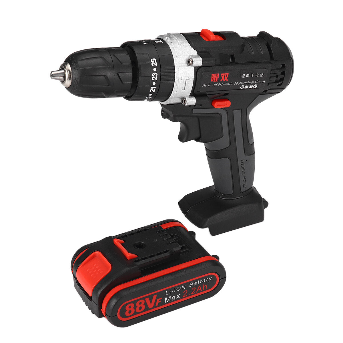 100-240V Cordless drill Double Speed Adjustment LED lighting Large Capacity Battery 50Nm 25+3 Torque Adjustment