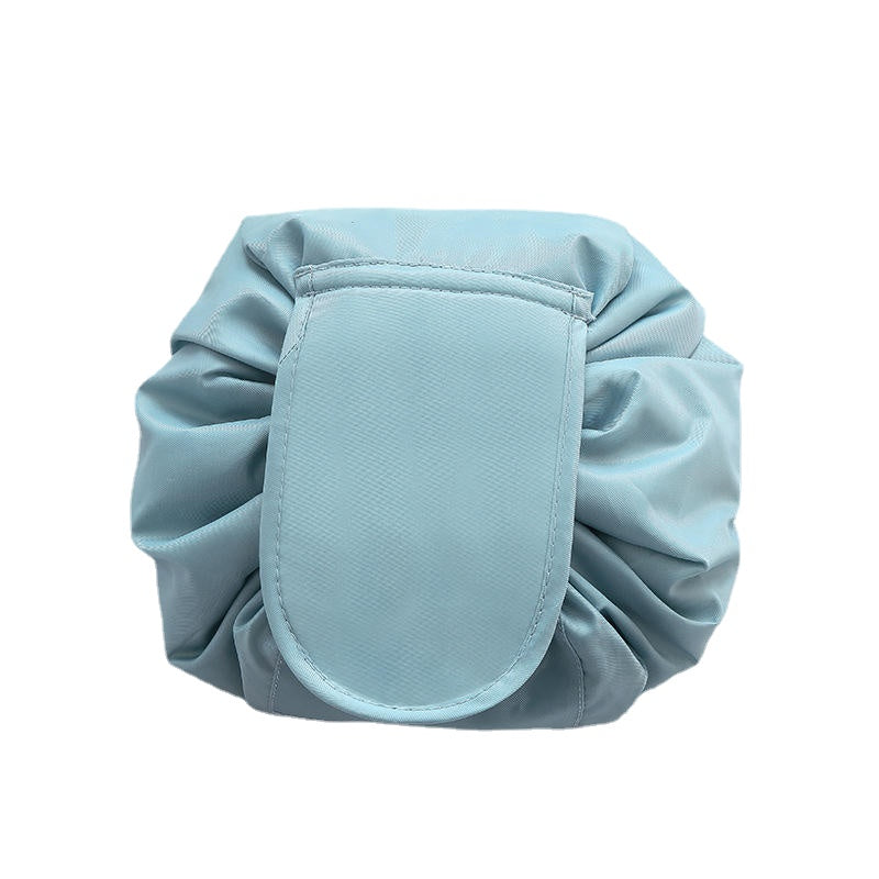 Polyester Solid Color Drawstring Cosmetic Bag Travel Portable Lazy Storage Bag