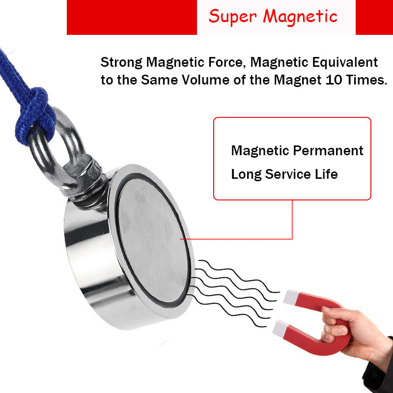 100KG-300KG Salvage Strong Neodymium Magnet With 10M Rope Salvage Recovery Magnet