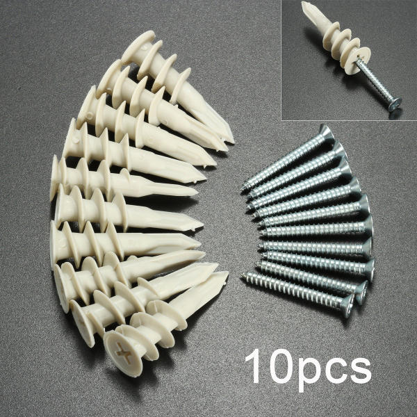 10Pcs Nylon Plate Board Cavity Wall Plug Fixing Speed A Anchor With Screws