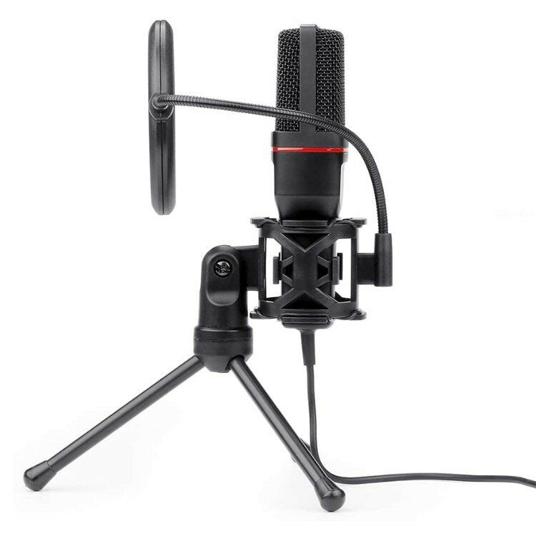 Omnidirectional Karaoke Recording Condenser Microphone Audio 3.5mm Wired Mic for PC Laptop Tablets Smartphones Live Broadcast Streaming