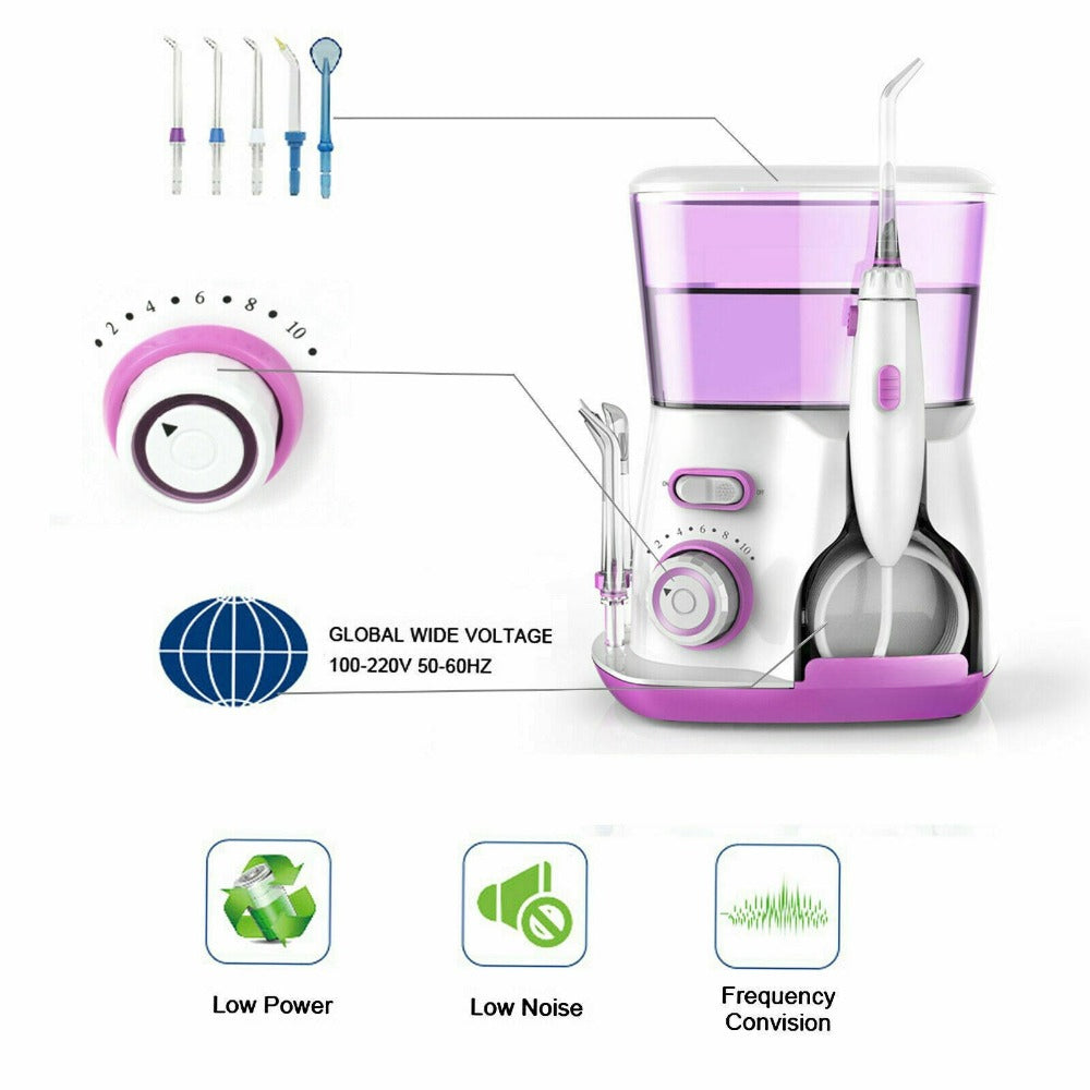 Water Dental Flosser - 800ML Oral Irrigator with 10 Adjustable Water Pressures, 5 Multifunctional Tips, IPX6 Waterproof, High Volume Reservoir for Teeth Cleaning and Gum Care