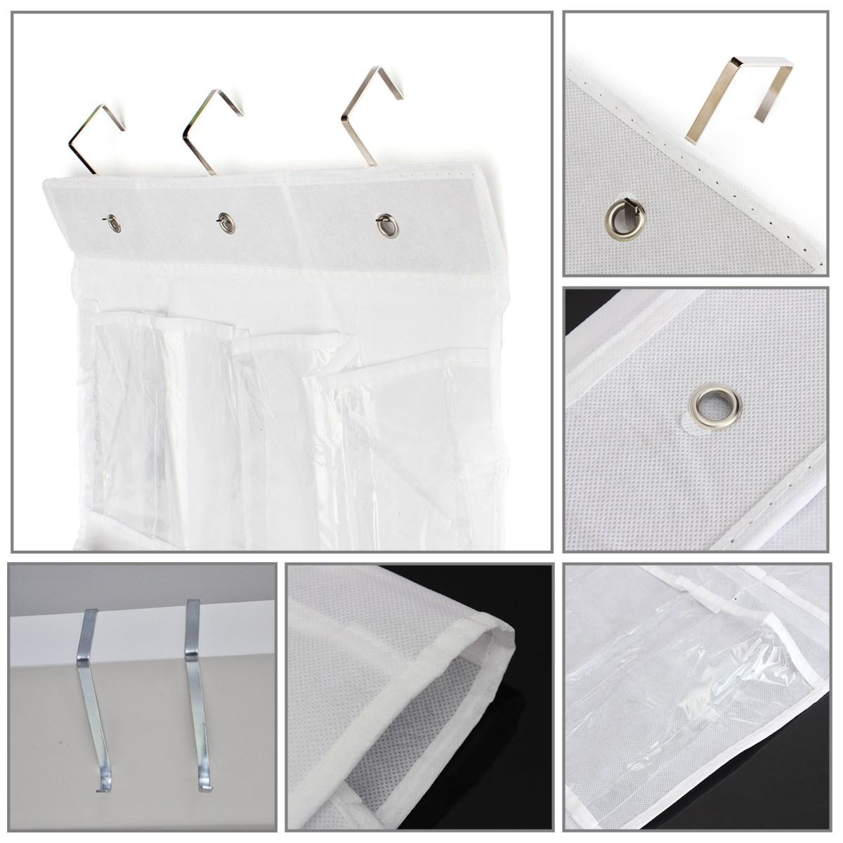 24Pocket Hanging Over Door Stainless Steel Holder Shoes Nonwoven Fabric Organizer Storage Door Wall Closet Bag