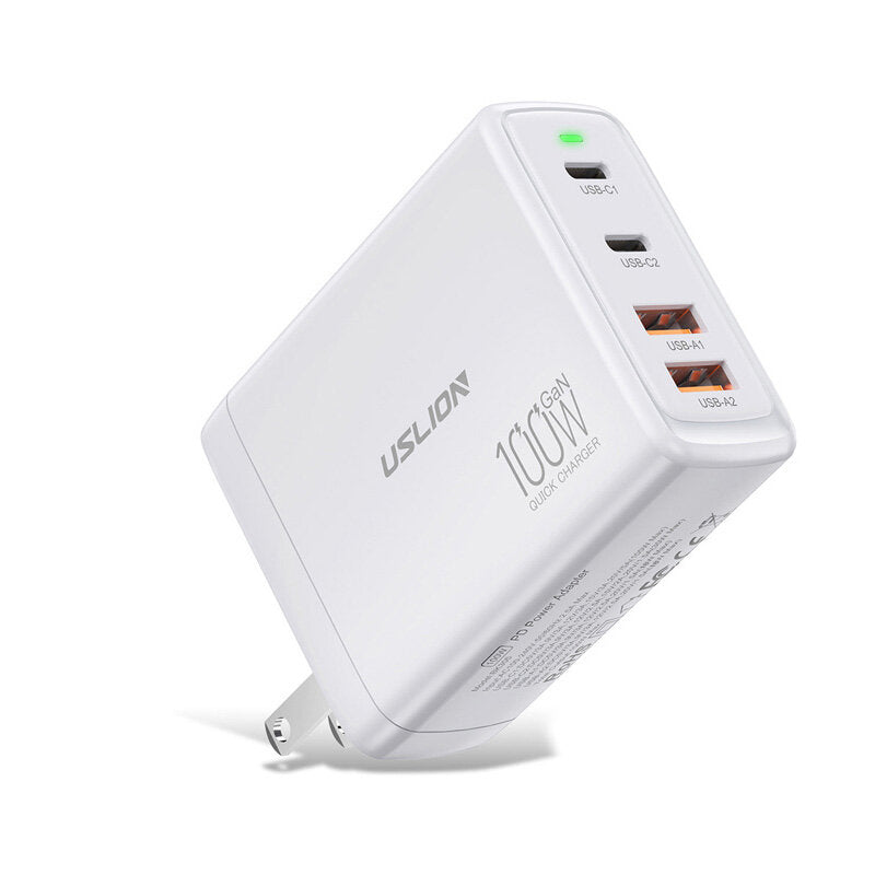 100W GaN 4-Port USB PD Charger, Fast Charging Adapter for iPhone, Samsung, Hui