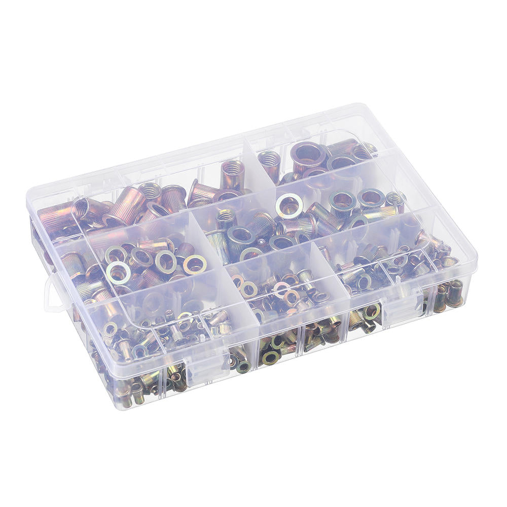 300Pcs Mixed Steel Rivet Nut Rivnuts Blindnuts Nutserts M3-12mm Nut Insert Rivet Assortment Kits