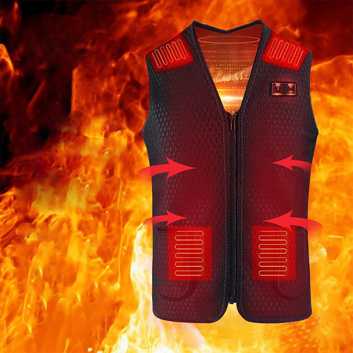 7 Heating Pads Unisex USB Heating Vest Electric Heated Winter Warm Jacket Coat Skiing Outdoor