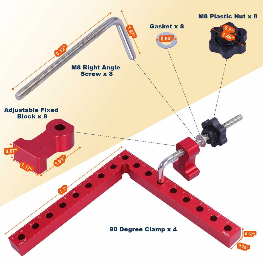 2-Pack 180mm Right Angle Clamps, Aluminum Alloy Positioning Squares for Woodworking