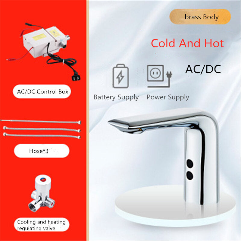 Sensor Faucet Automatic Hand-Free Infrared Sensor Sink Faucet Hot Cold Mixer Bathroom Basin Tap Smart Inductive Tap